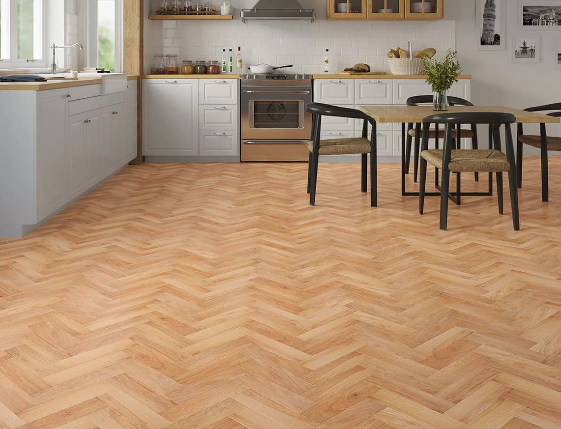Ashdown Engineered Herringbone Oak laid in a room