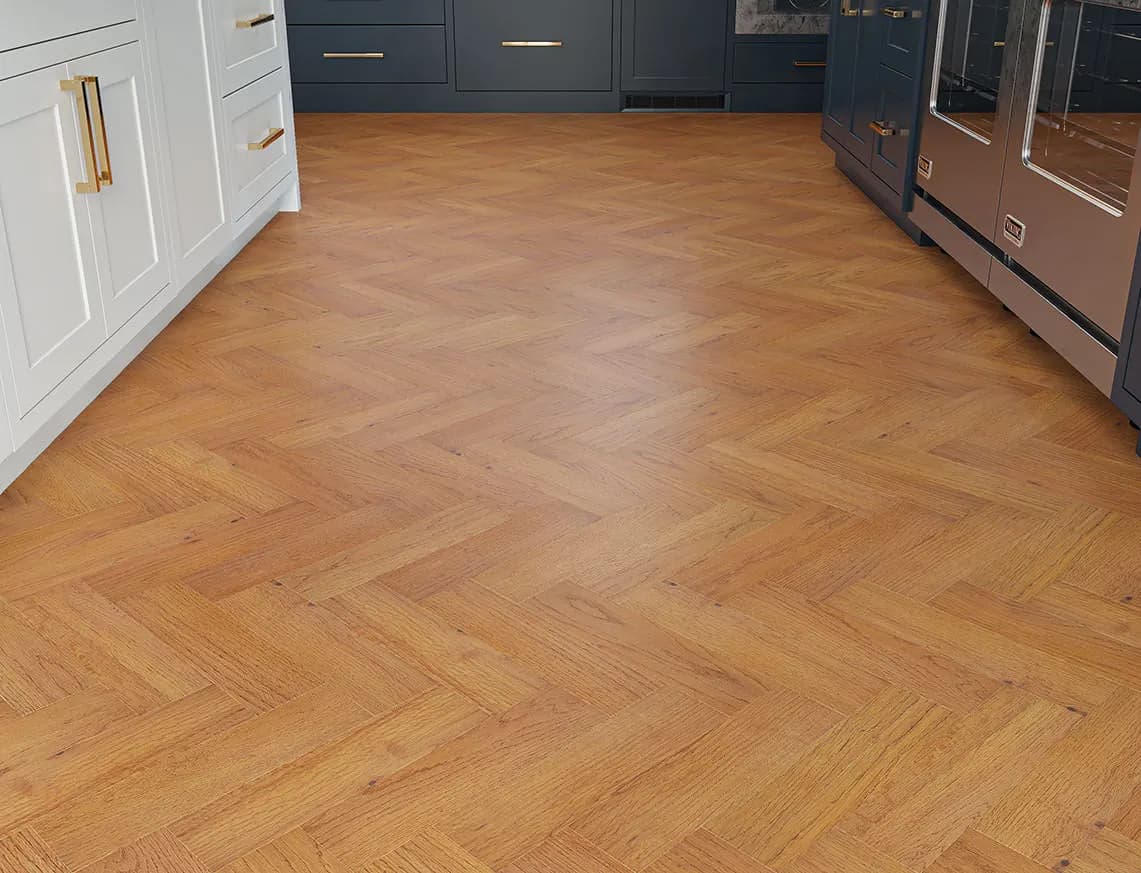 Burnham Engineered Herringbone Oak in a room