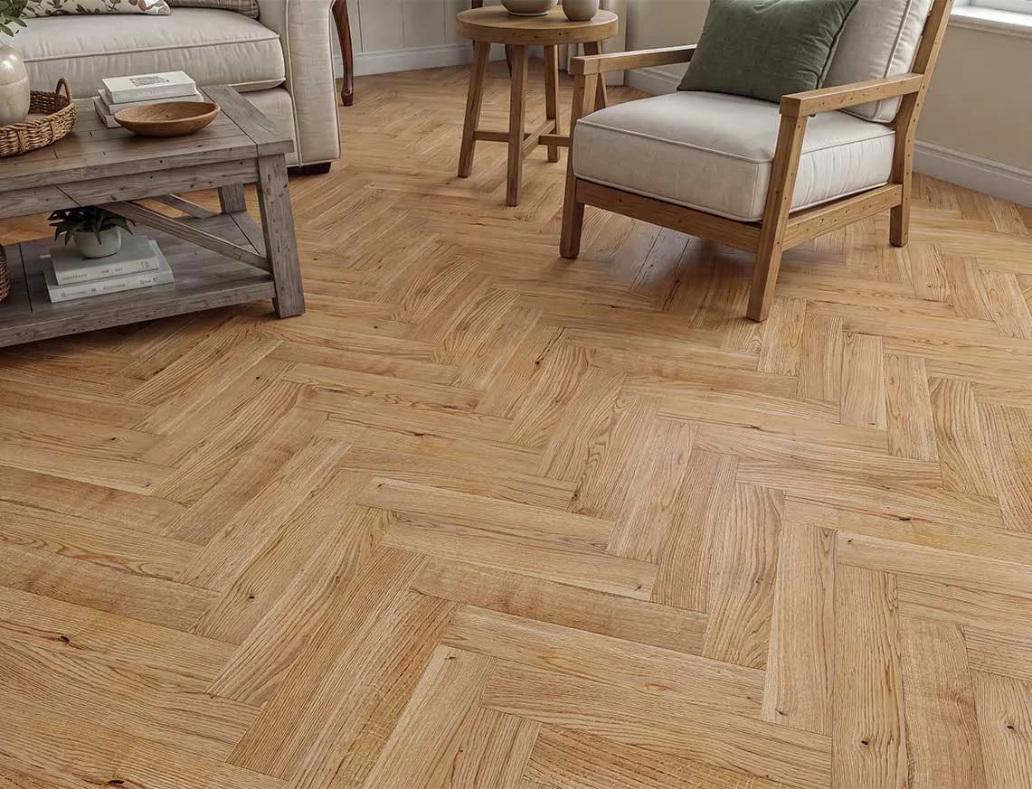 Cadogan Solid Herringbone Oak in a room