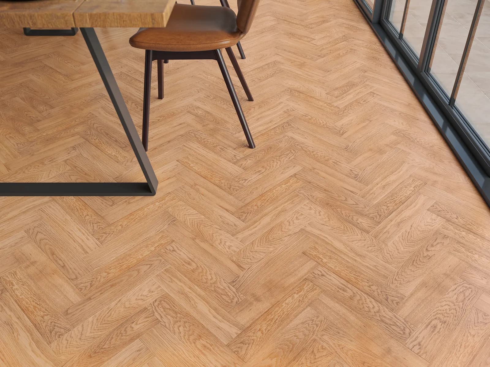 Dean Engineered Herringbone Oak in a room