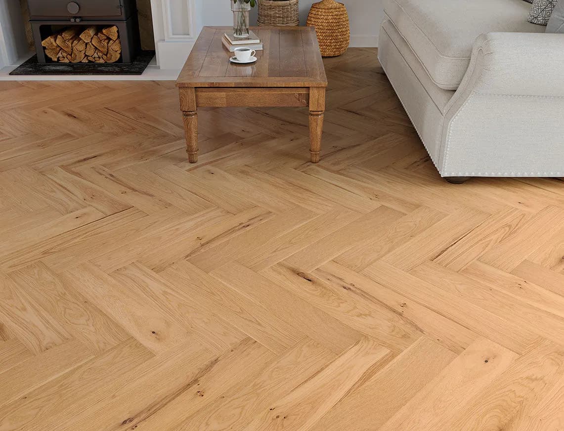 Epping Engineered Herringbone Oak in a room