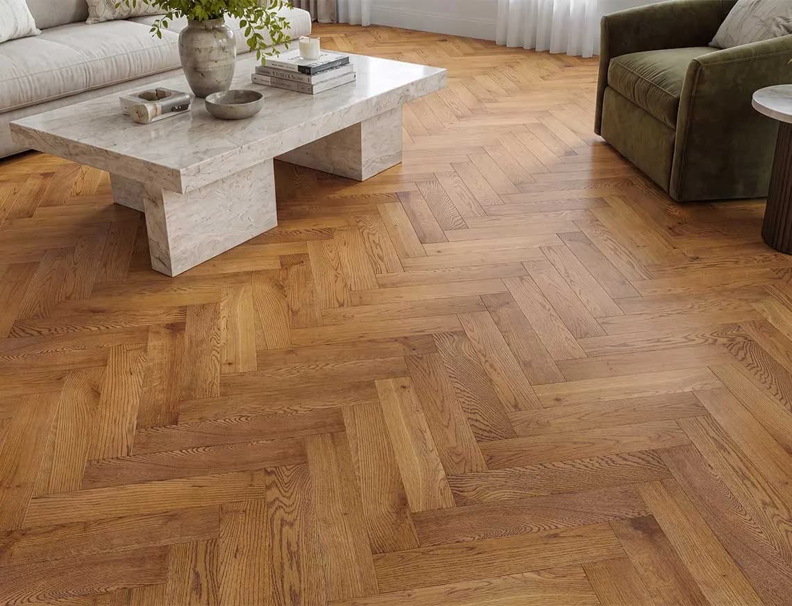 Fitzroy Solid Herringbone Oak in a room