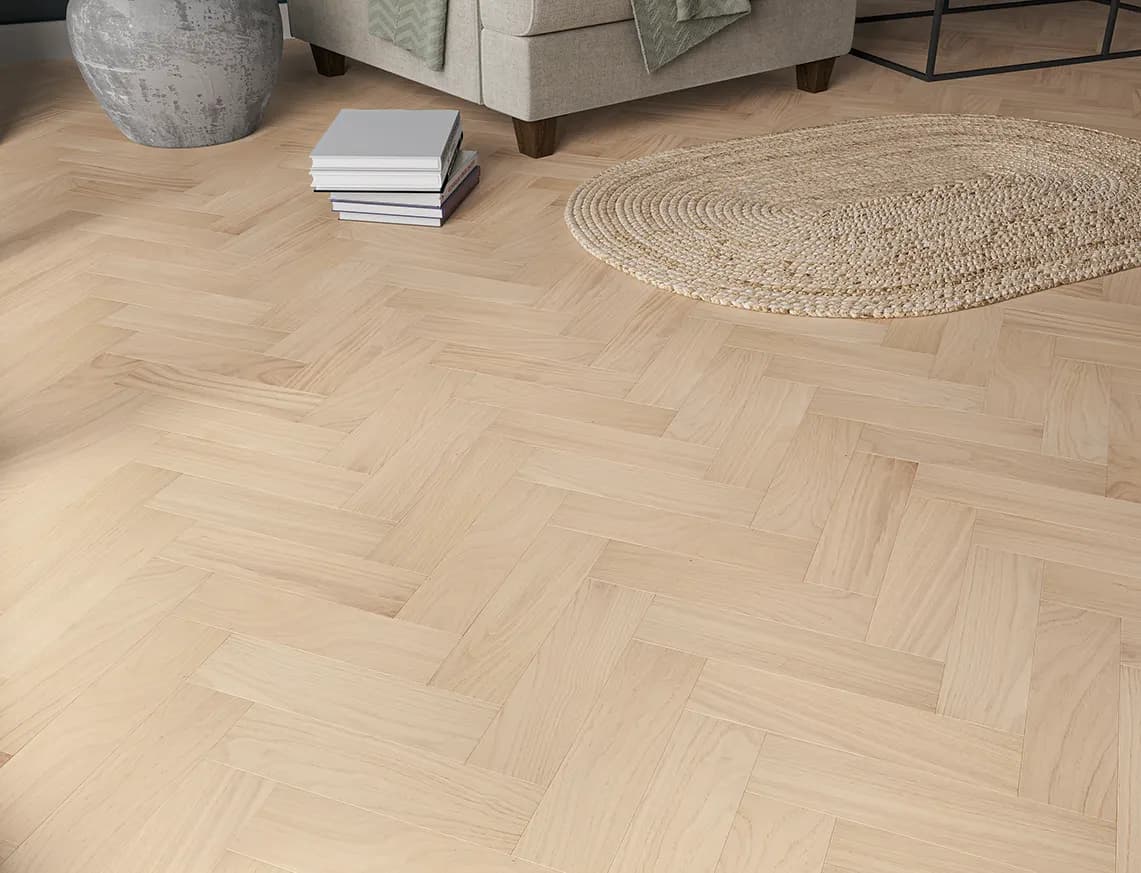 Friston Engineered Herringbone Oak in a room