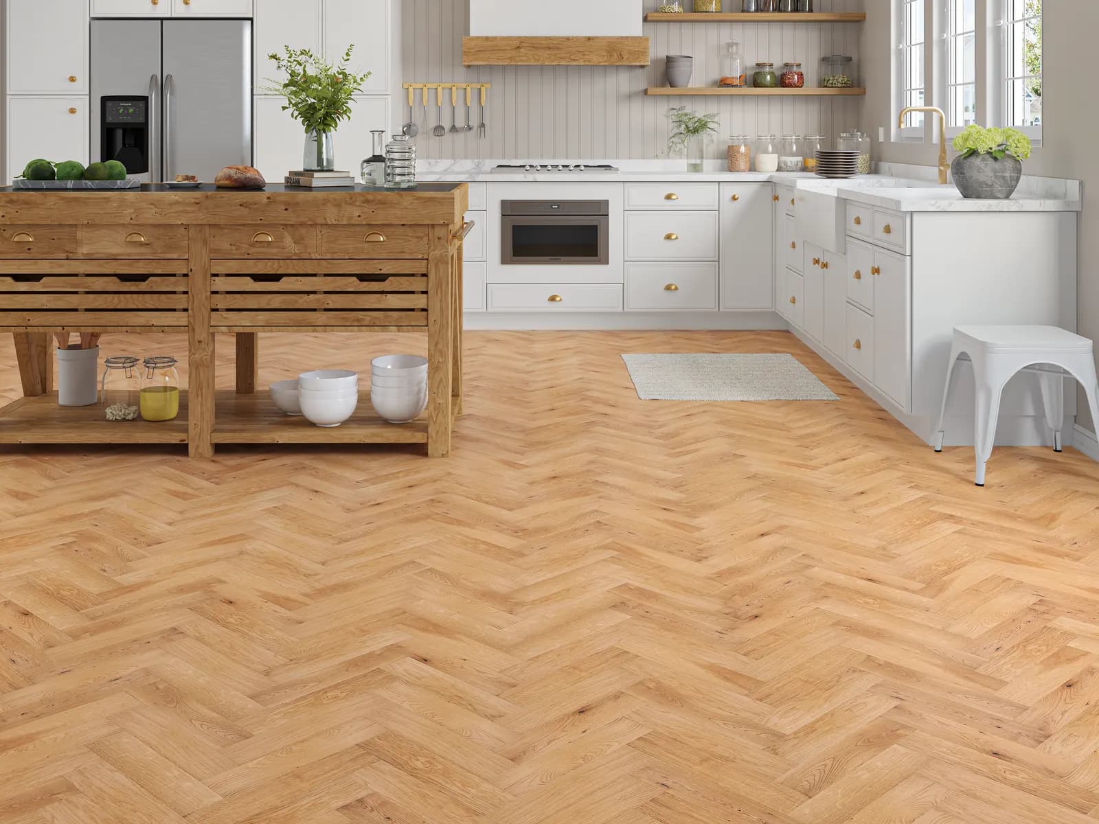Haldon Engineered Herringbone Oak laid in a room