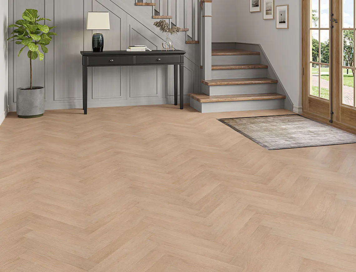 Hamilton 2mm Honey Drift Oak Herringbone LVT laid in a room