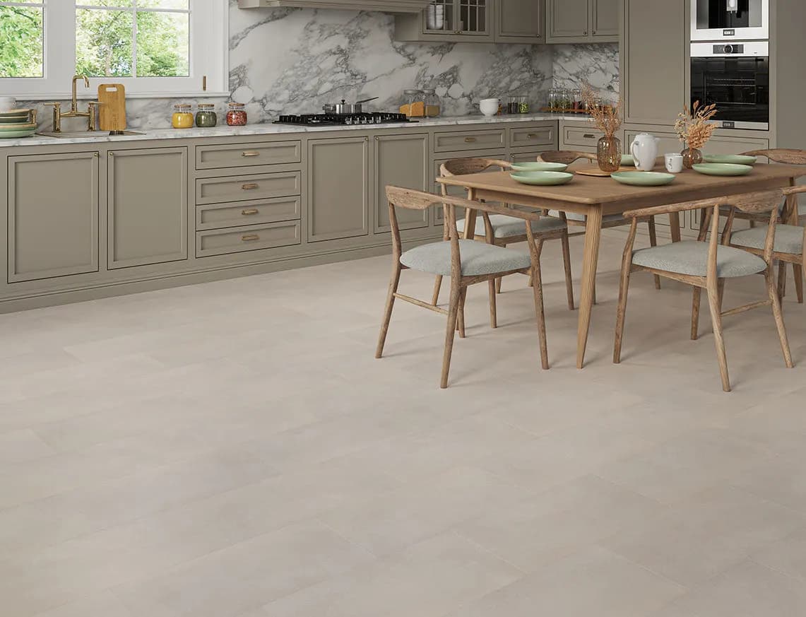Hamilton 2mm Iced Marble Tile LVT laid in a room