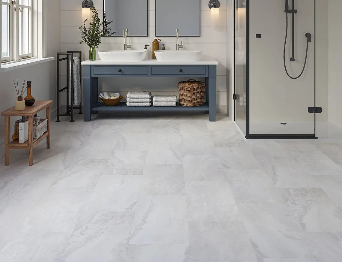 Hamilton 2mm Snow Drift Tile LVT laid in a room