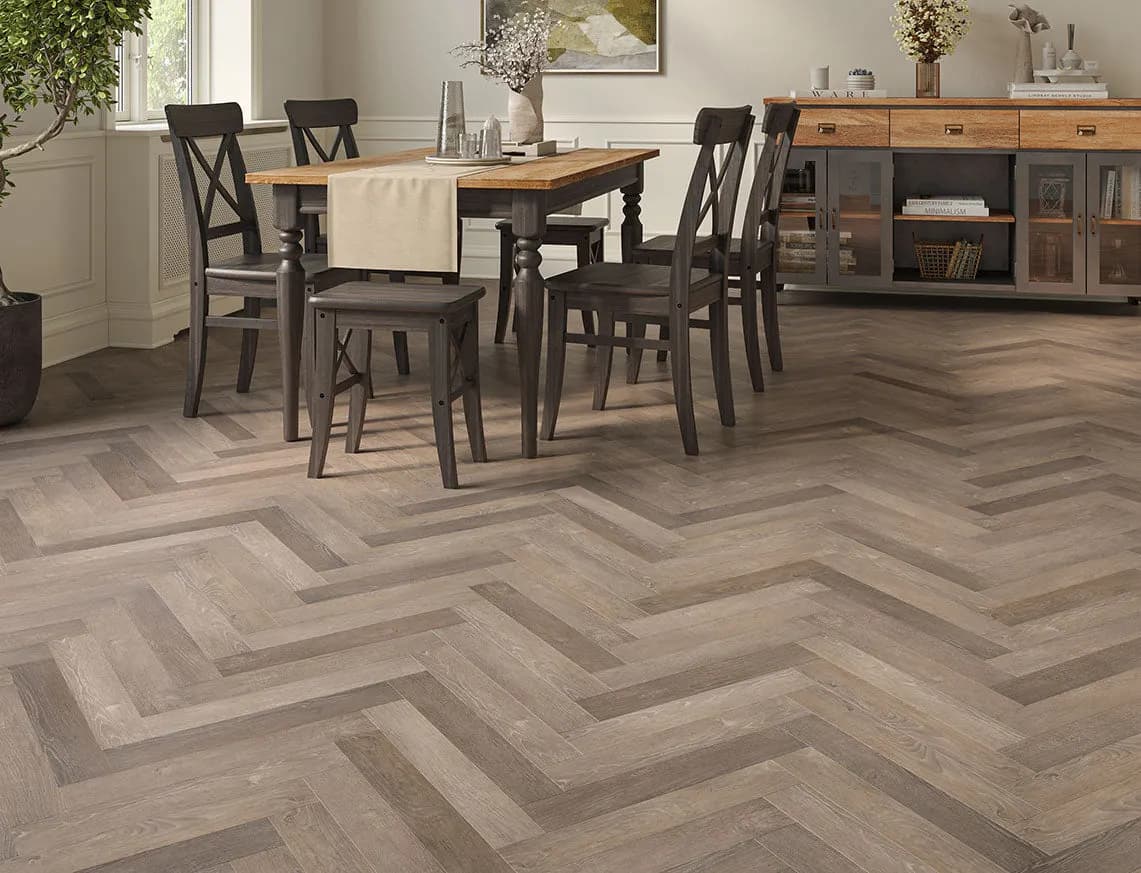 Luxury Vinyl Tiles (Glue-Down LVT) laid in a room