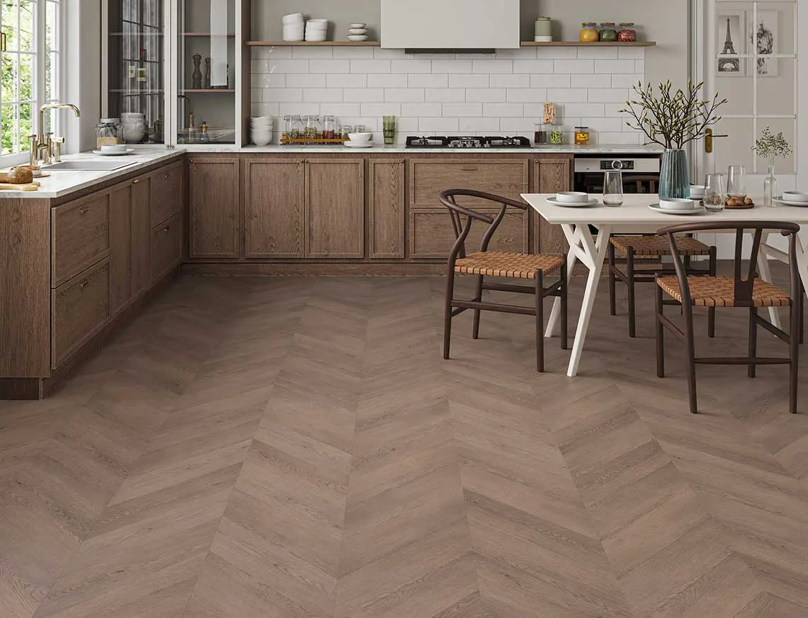 Hamilton Max 3mm Aged Bourbon Chevron LVT laid in a room