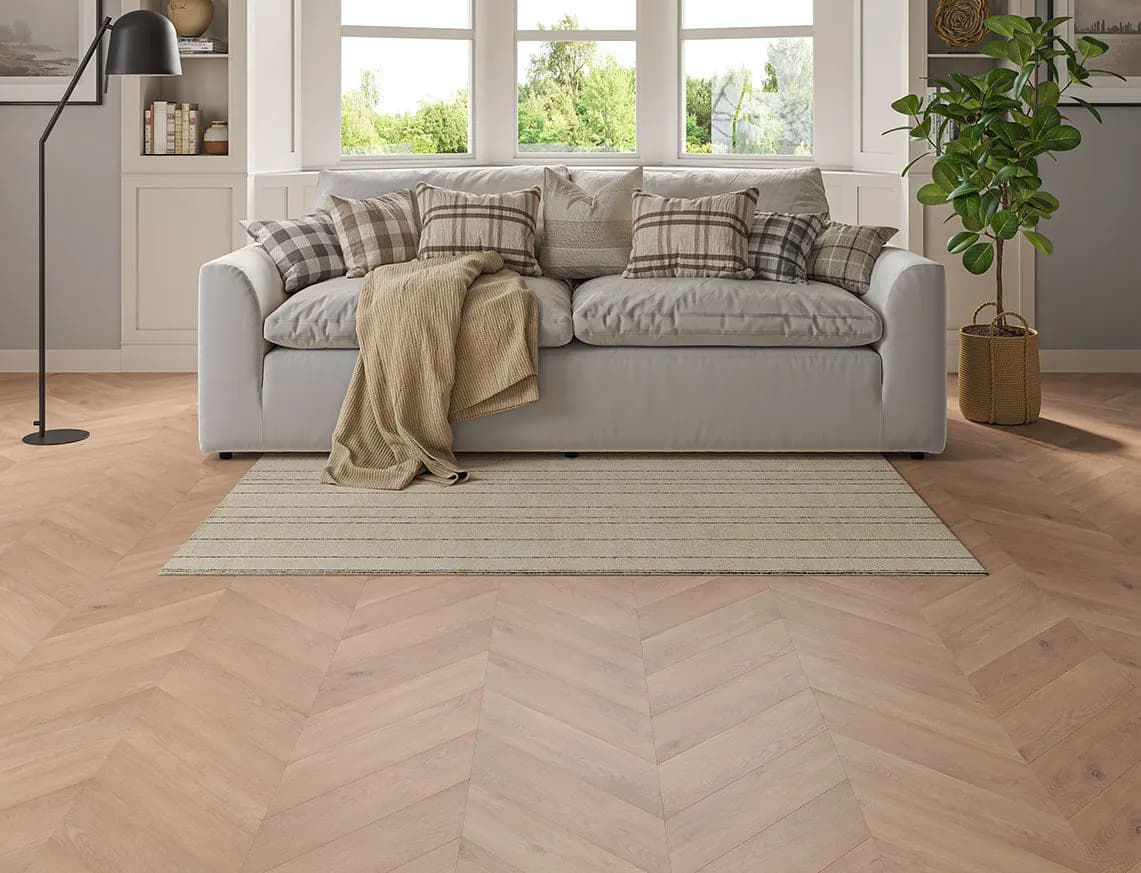 Hamilton Max 3mm Clay Taupe Chevron LVT laid in a room