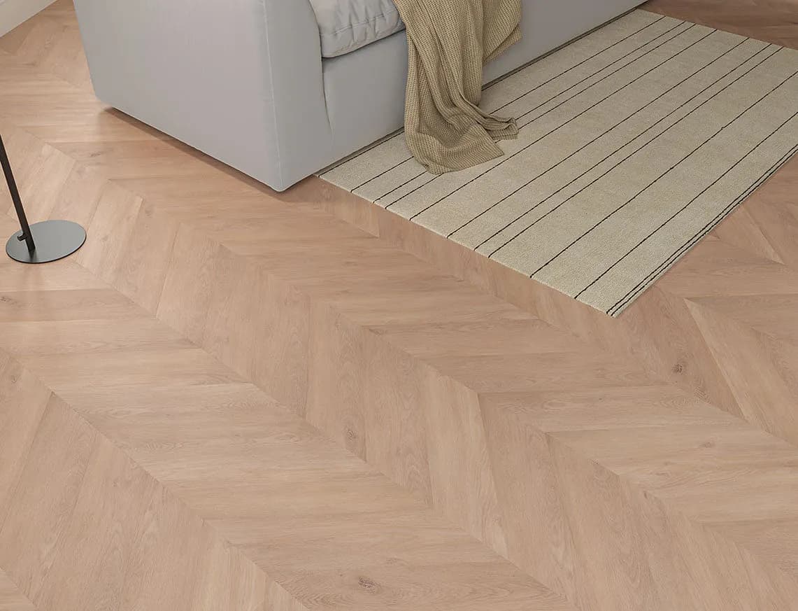 Hamilton Max 3mm Clay Taupe Chevron LVT in a room
