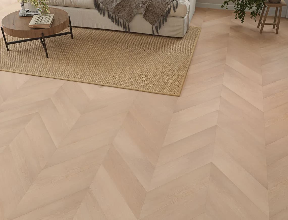 Hamilton Max 3mm Pale Hazel Chevron LVT in a room
