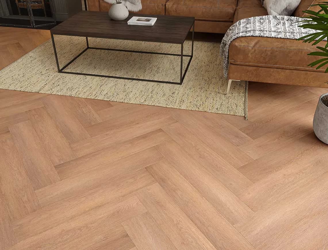 Hamilton Max 3mm Warm Hearth Herringbone LVT in a room