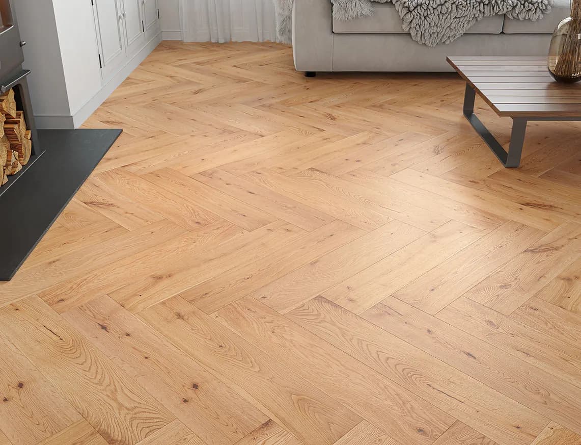 Hatfield Engineered Herringbone Oak in a room