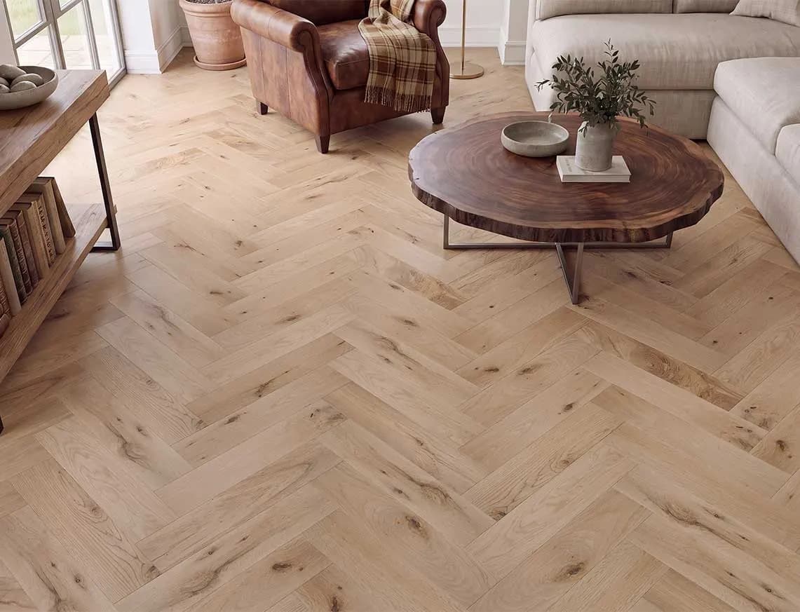 Kendal Solid Herringbone Oak in a room