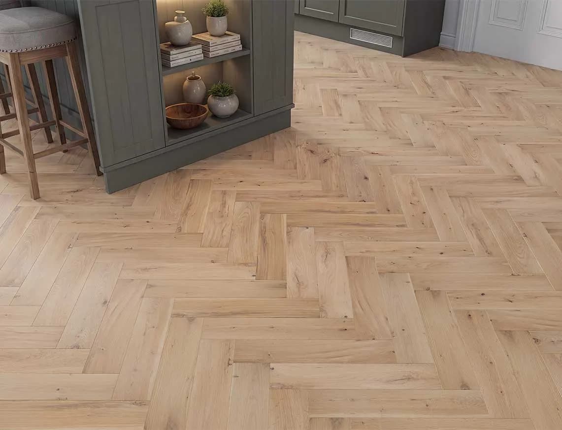 Midhurst Solid Herringbone Oak in a room