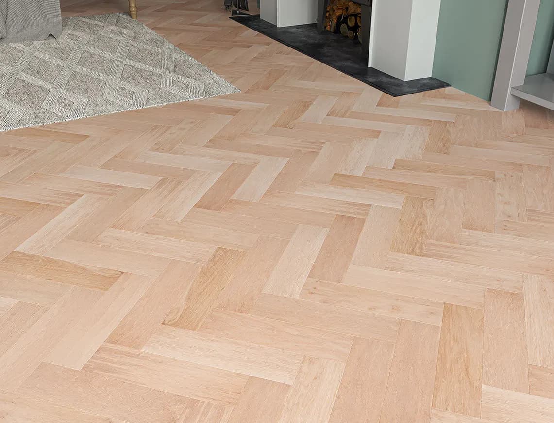New Engineered Herringbone Oak in a room