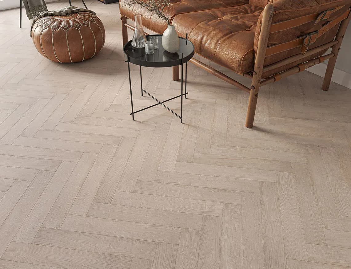 Oakleigh Deluxe 12mm Herringbone Helmsely Laminate in a room