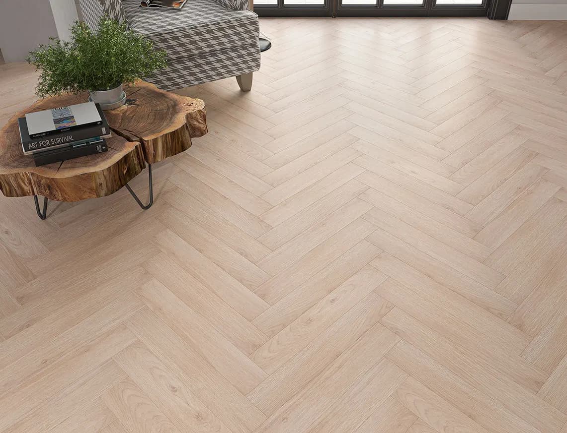 Oakleigh 8mm Herringbone Cliveden Laminate in a room