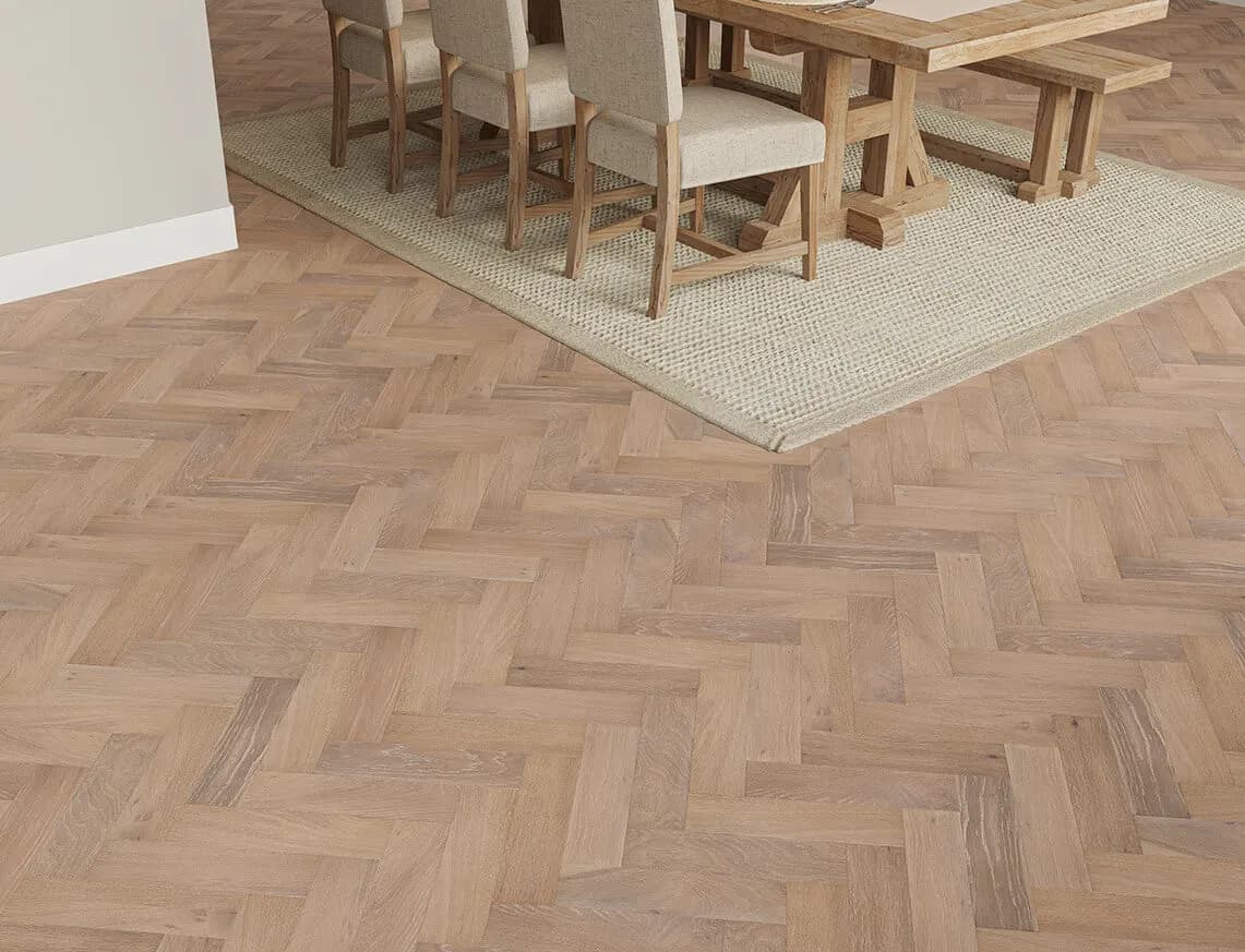 Regent Engineered Herringbone Oak in a room
