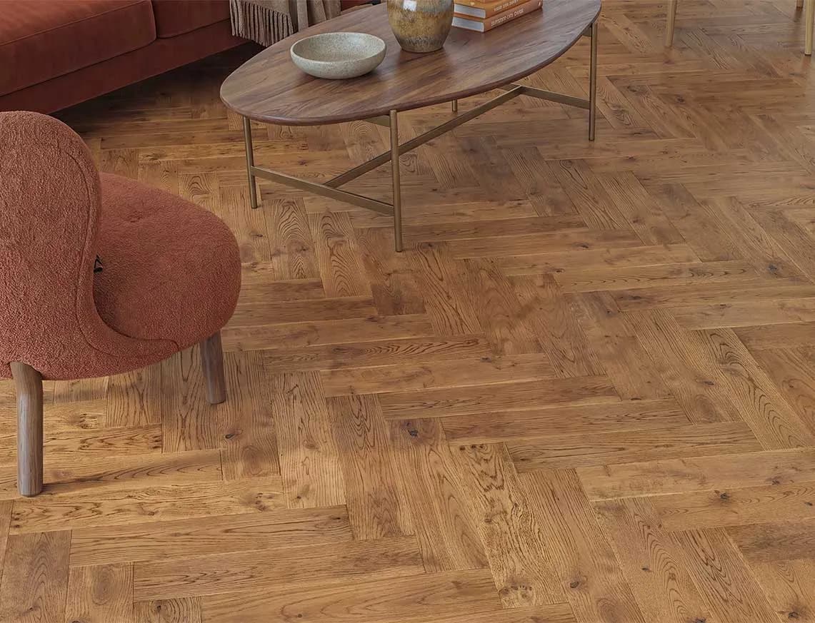 Russell Solid Herringbone Oak in a room