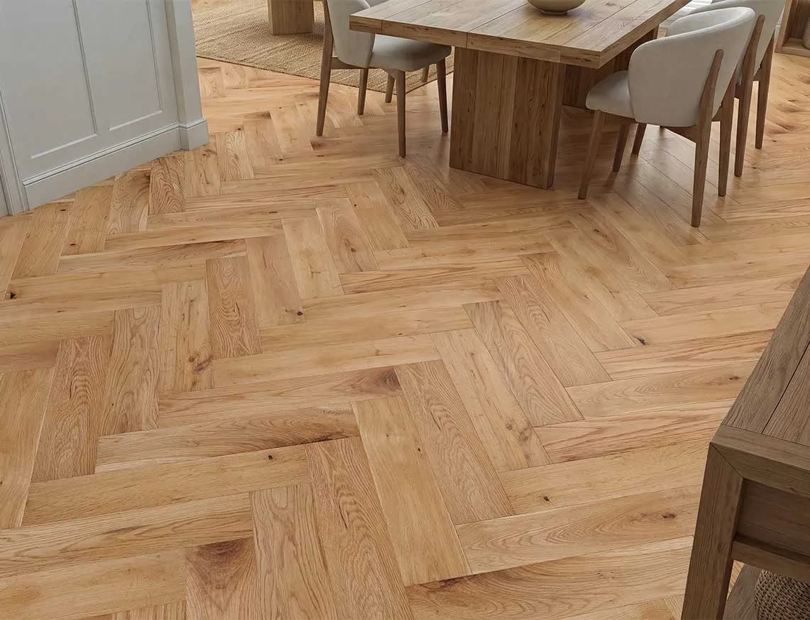 Salisbury Solid Herringbone Oak in a room