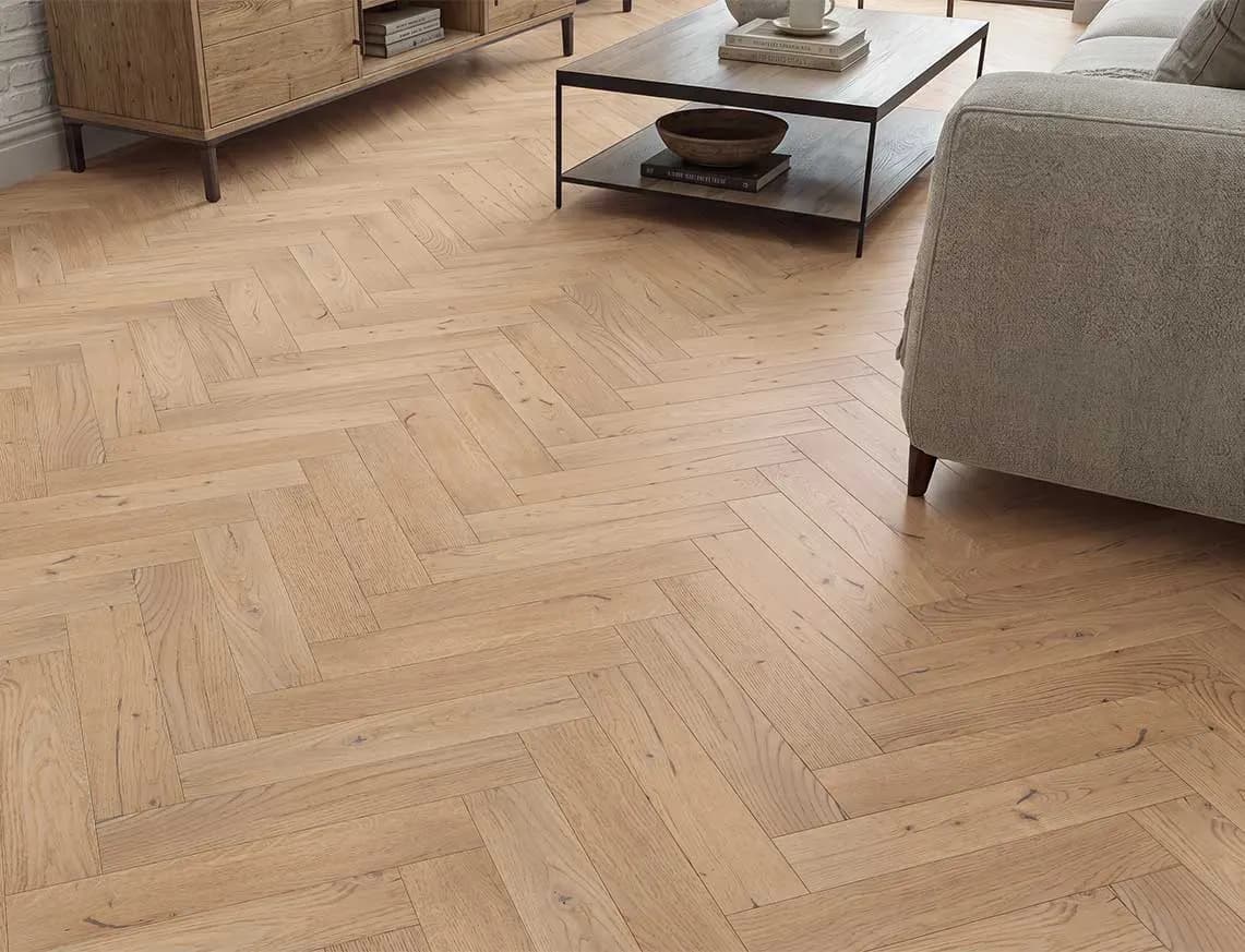 Stamford Solid Herringbone Oak in a room