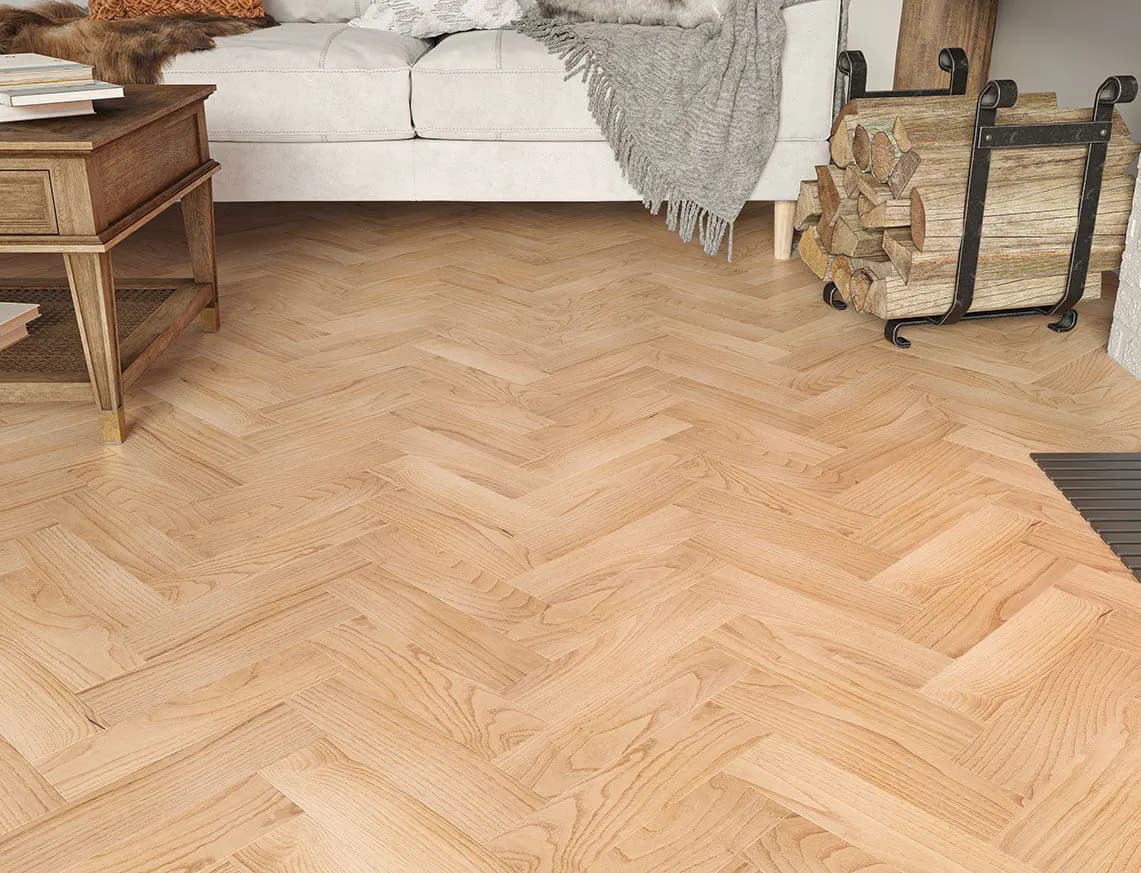 Swinley Engineered Herringbone Oak in a room