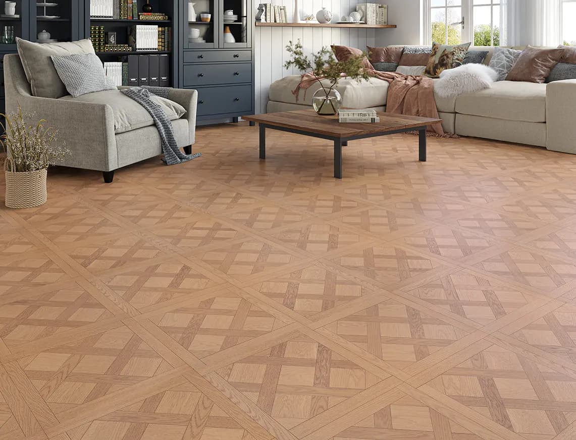 Tatum 12mm Cotswold Versailles Laminate laid in a room