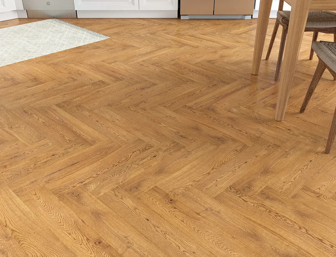 Thetford Engineered Herringbone Oak in a room