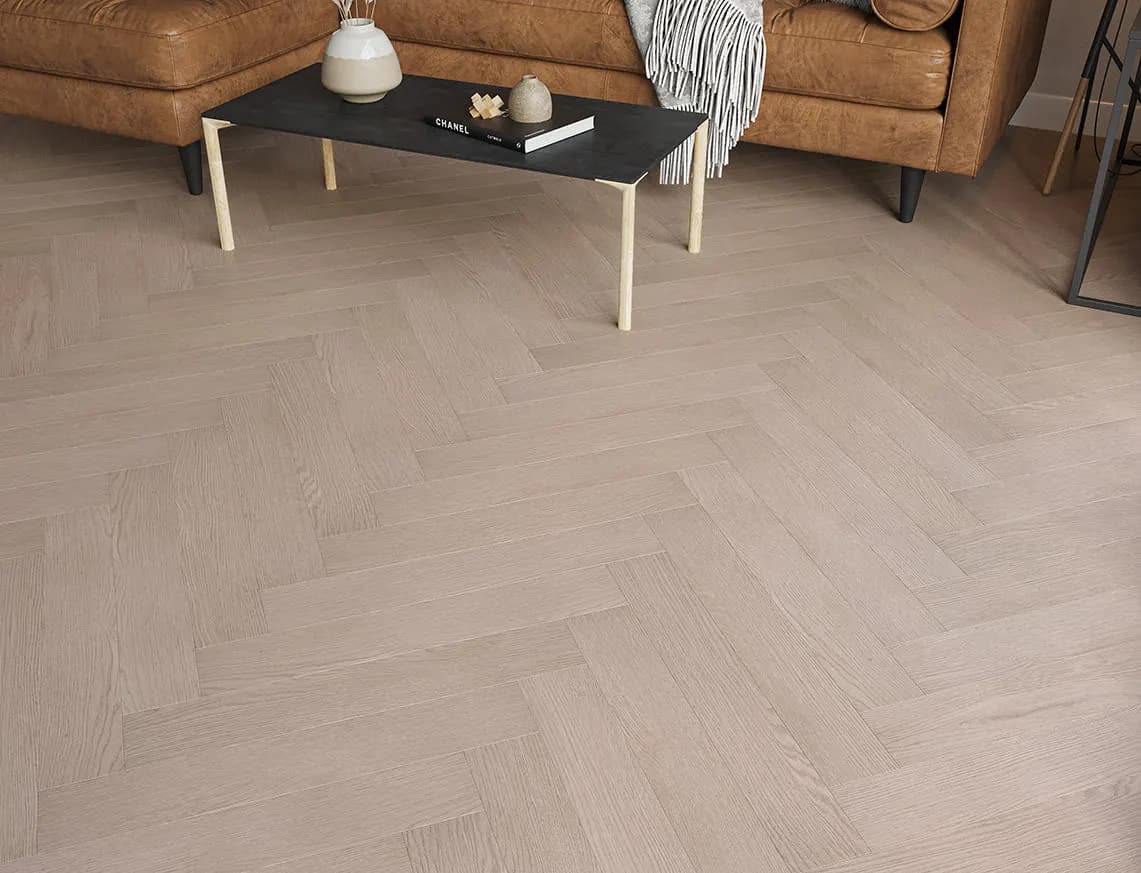 Oakleigh 8mm Herringbone Helmsley Laminate in a room
