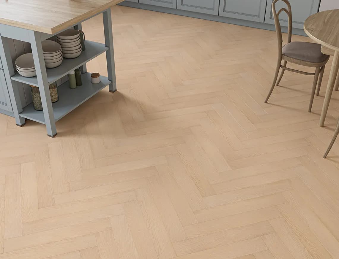 Oakleigh 8mm Herringbone Kingham Laminate in a room