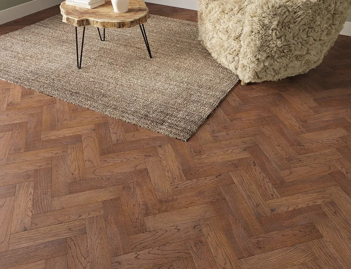 Windsor Engineered Herringbone Oak in a room